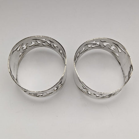 British Vintage Silver Plated Napkin Ring Pair